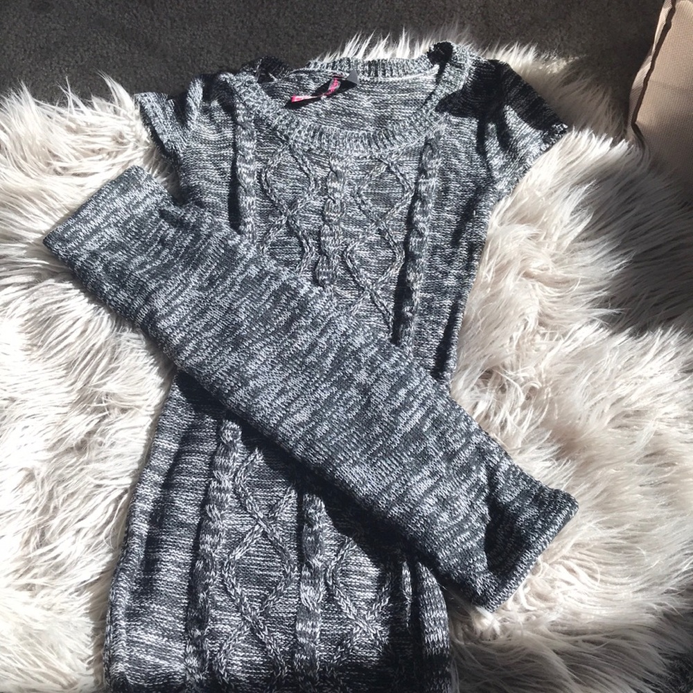 Sweater dress with scarf